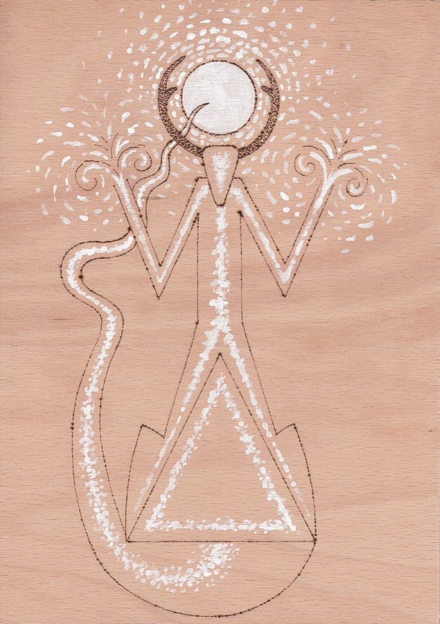 Totem 6, 2022, 29,7 x 21 cm, pyrography, acrylic, wood